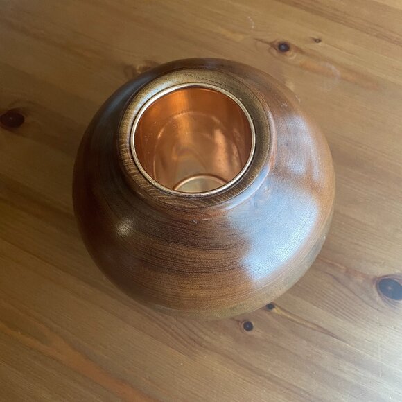 Gorgeous Hand Turned Cedar Vase with Copper Insert - 8 in H x 8 in W